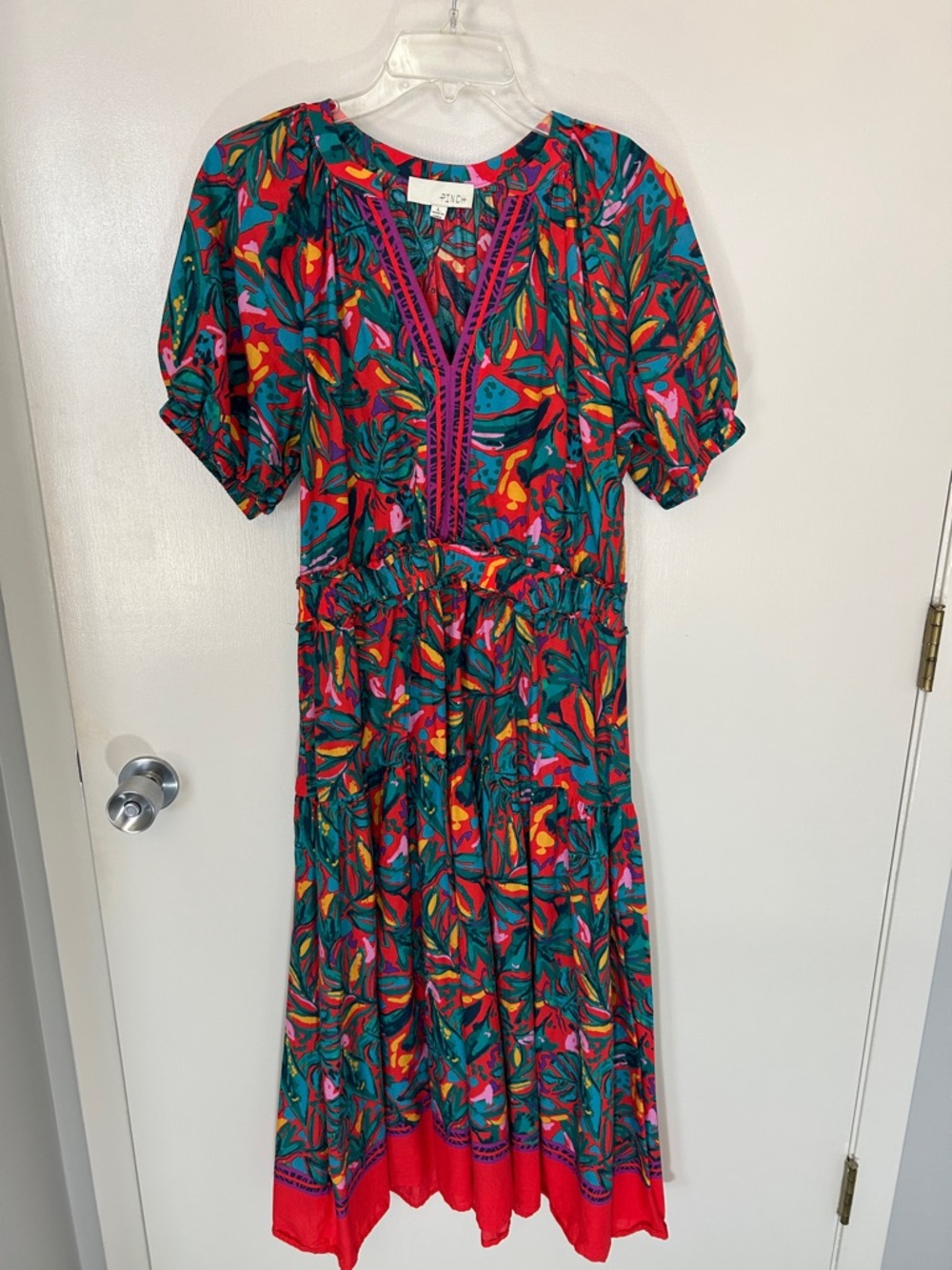 Pinch Teal and Red Floral-Print Midi Dress - Picture 2 of 7